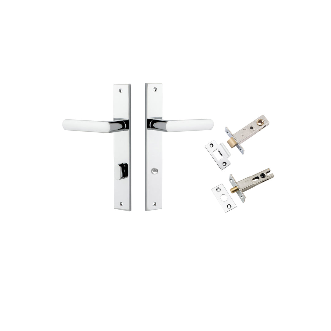 Osaka Lever - Rectangular Backplate Privacy Kit with Privacy Turn Polished Chrome