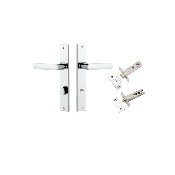 Osaka Lever - Rectangular Backplate Privacy Kit with Privacy Turn Polished Chrome