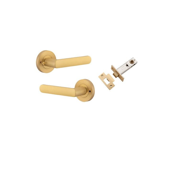 Osaka Lever - Round Rose (Inbuilt Privacy) Brushed Brass