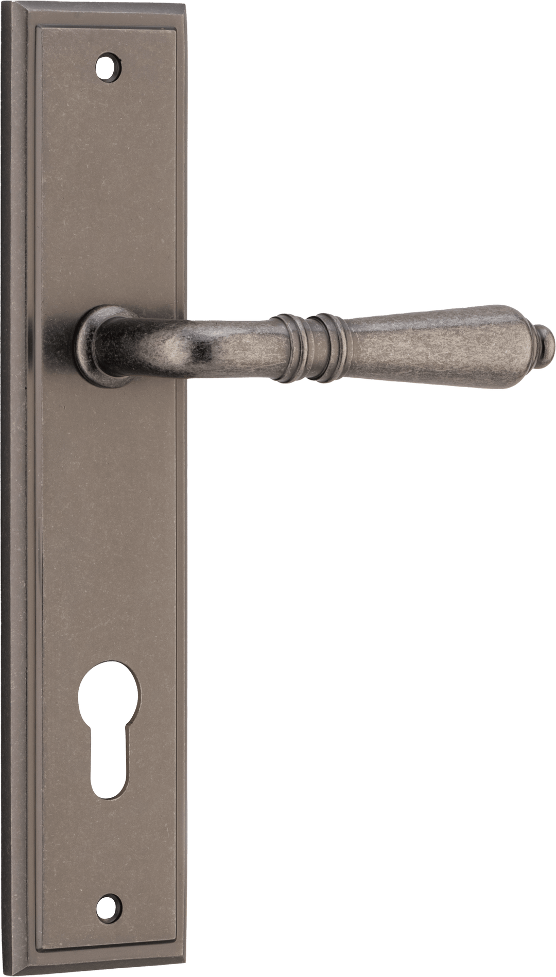 Sarlat Lever - Stepped Backplate Distressed Nickel