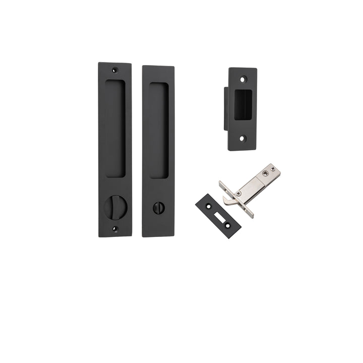 Rectangular Sliding Door Pull Privacy Kit with Privacy Turn Matt Black