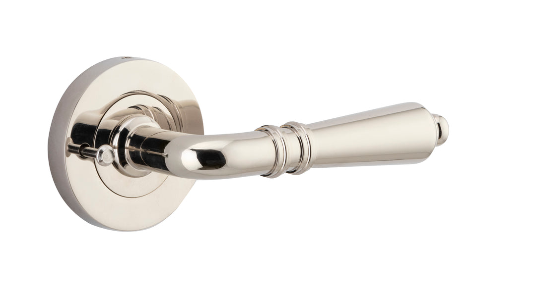 Sarlat Lever - Round Rose (Inbuilt Privacy) Polished Nickel