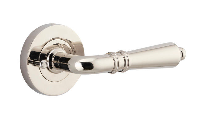 Sarlat Lever - Round Rose (Inbuilt Privacy) Polished Nickel