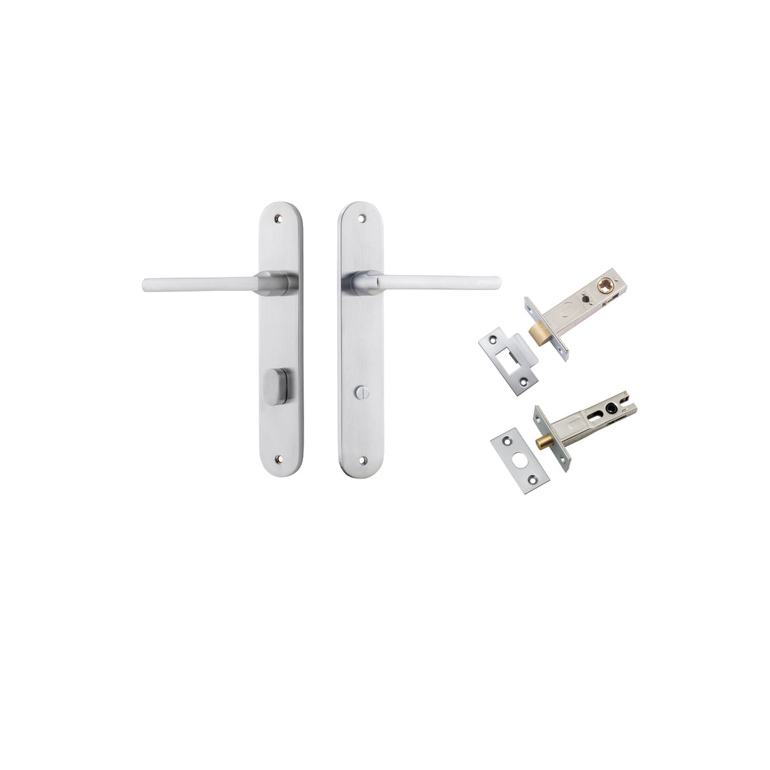 Baltimore Lever - Oval Backplate Privacy Kit with Privacy Turn Brushed Chrome