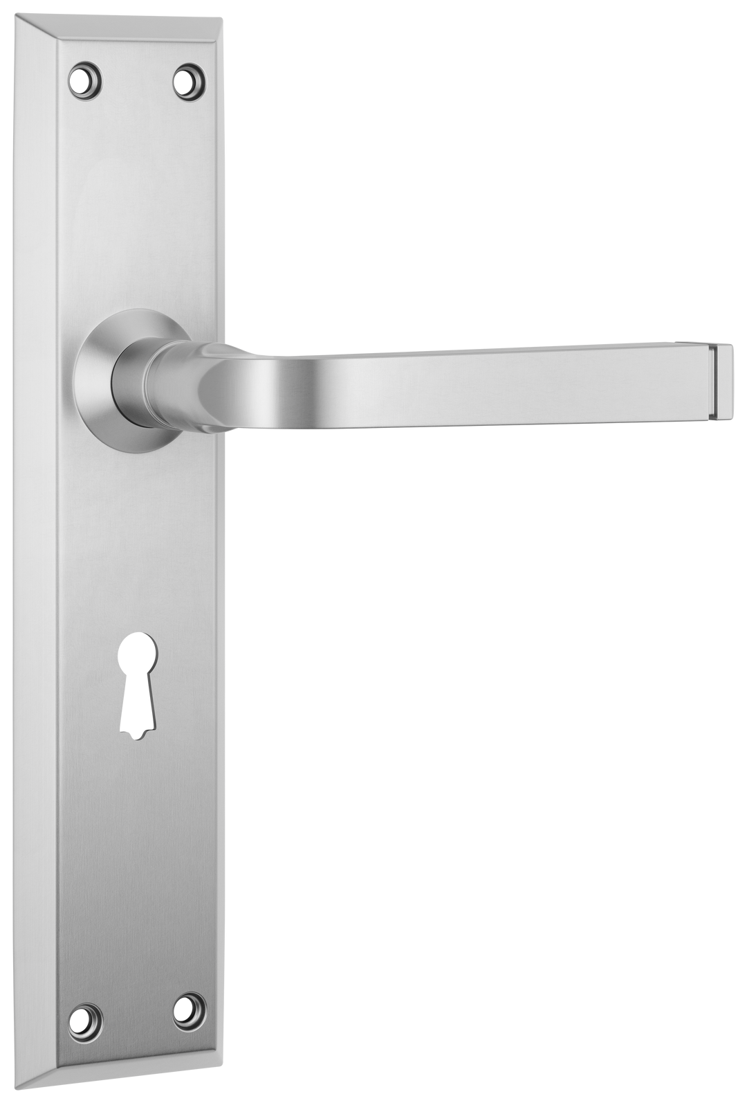 Door Lever Menton Lock Pair Satin Chrome H225xW50xP75mm
