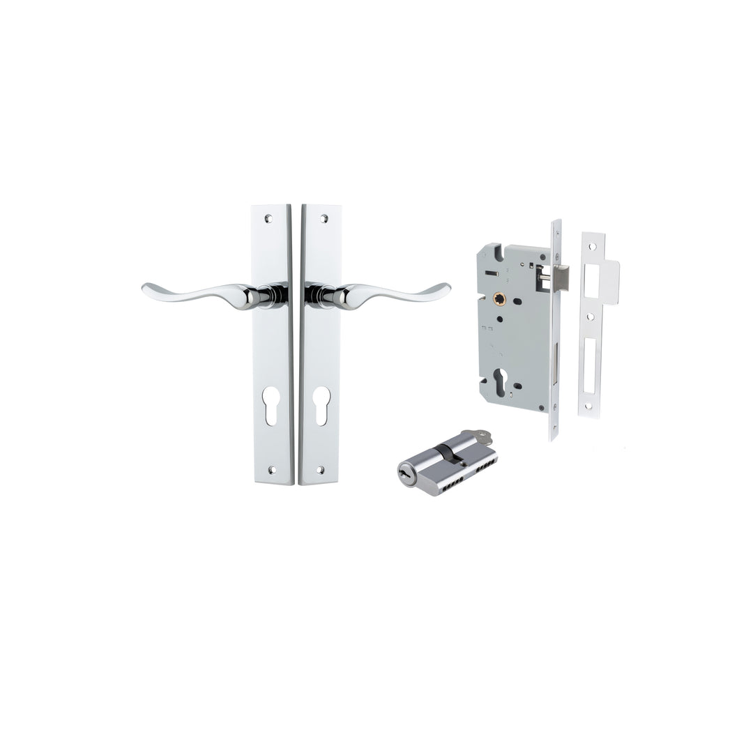 Stirling Lever - Rectangular Backplate Entrance Kit with High Security Lock Polished Chrome