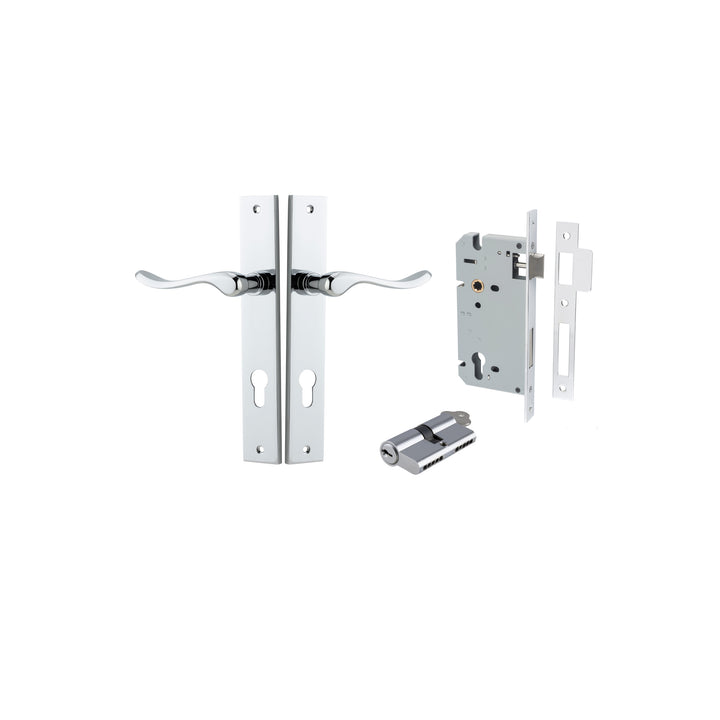Stirling Lever - Rectangular Backplate Entrance Kit with High Security Lock Polished Chrome