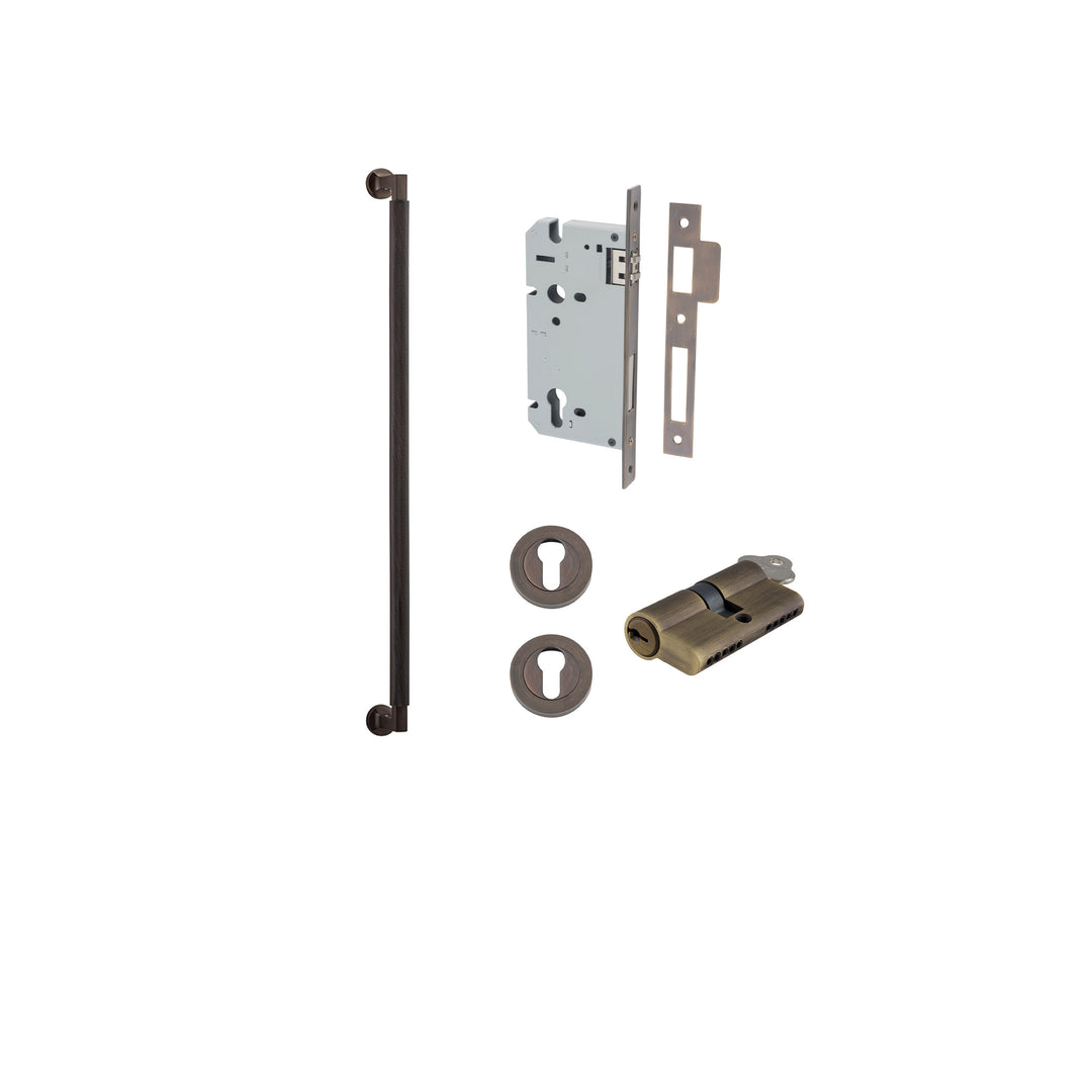 Brunswick Pull Handle - 600mm Entrance Kit with Separate High Security Lock Signature Brass