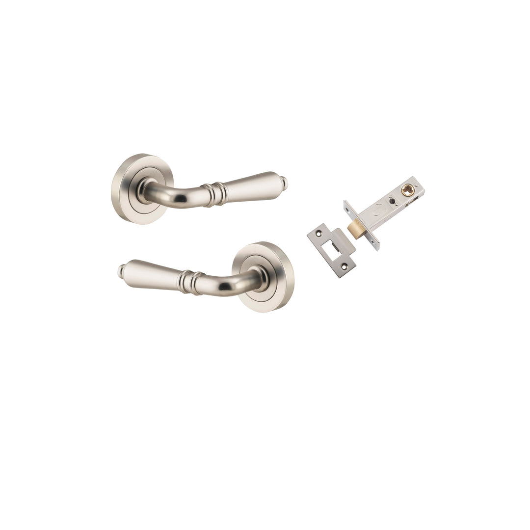Sarlat Lever - Round Rose Passage Kit Satin Nickel