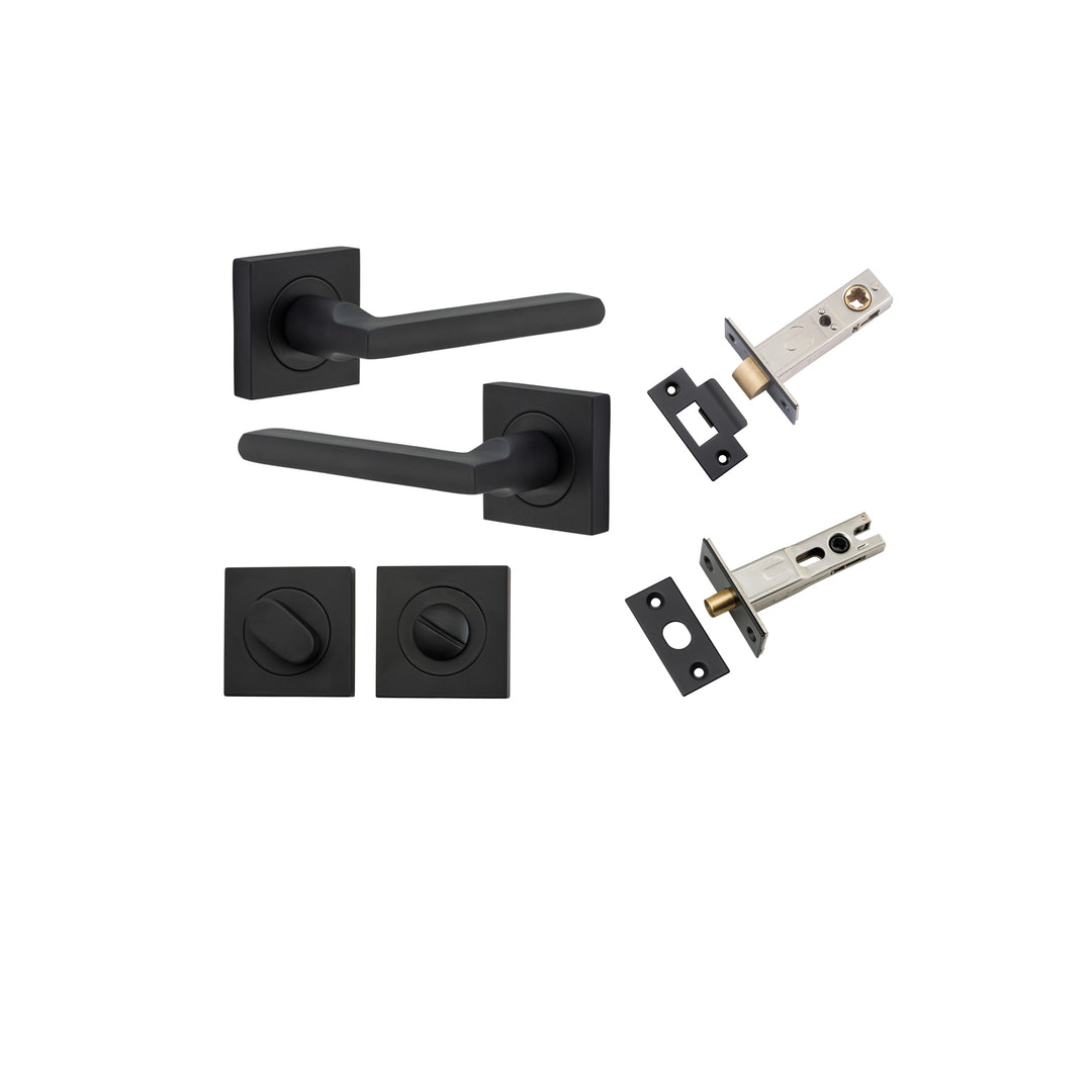 Baltimore Lever - Square Rose Privacy Kit with Separate Privacy Turn Matt Black