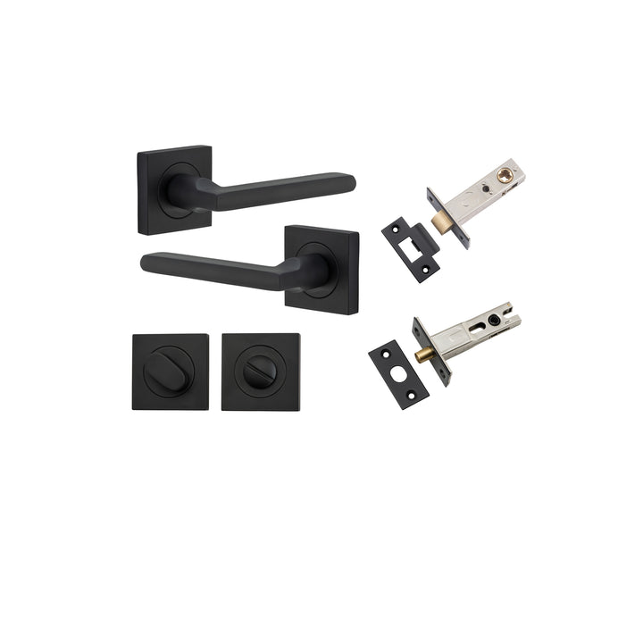 Baltimore Lever - Square Rose Privacy Kit with Separate Privacy Turn Matt Black
