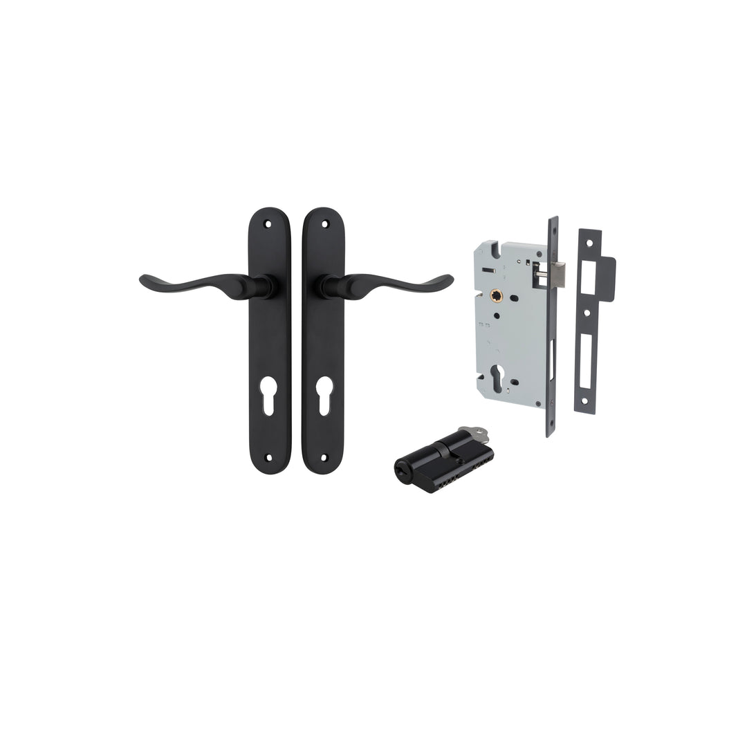 Stirling Lever - Oval Backplate Entrance Kit with High Security Lock Matt Black