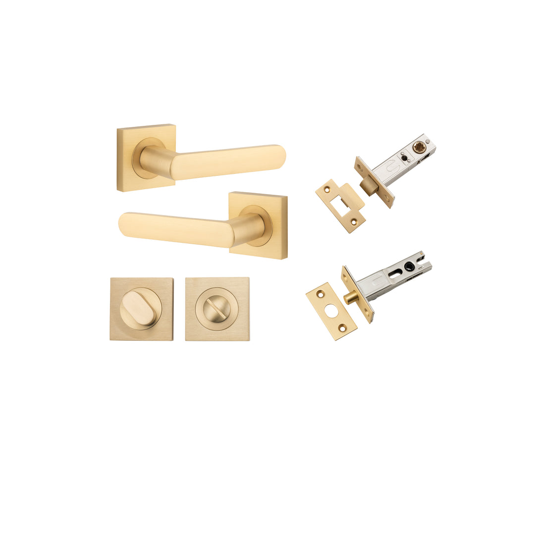 Osaka Lever - Square Rose Privacy Kit with Separate Privacy Turn Brushed Brass