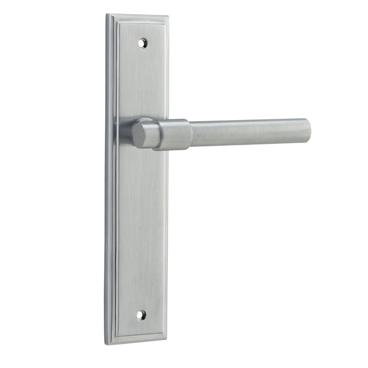 Helsinki Lever - Stepped Backplate Brushed Chrome