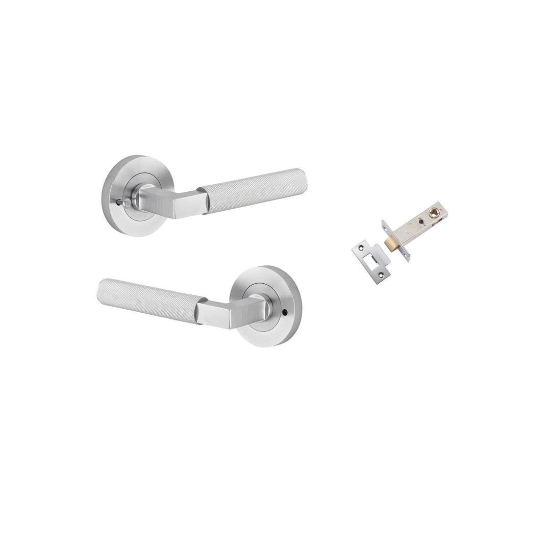 Brunswick Lever - Round Rose Privacy Kit (Inbuilt Privacy) Brushed Chrome