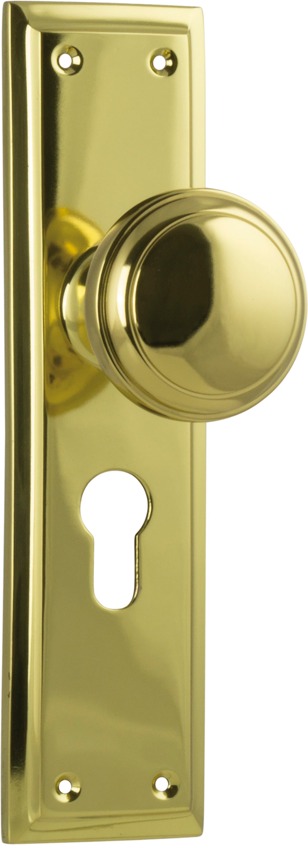 Door Knob Milton Euro Pair Unlacquered Polished Brass H200xW50xP73mm