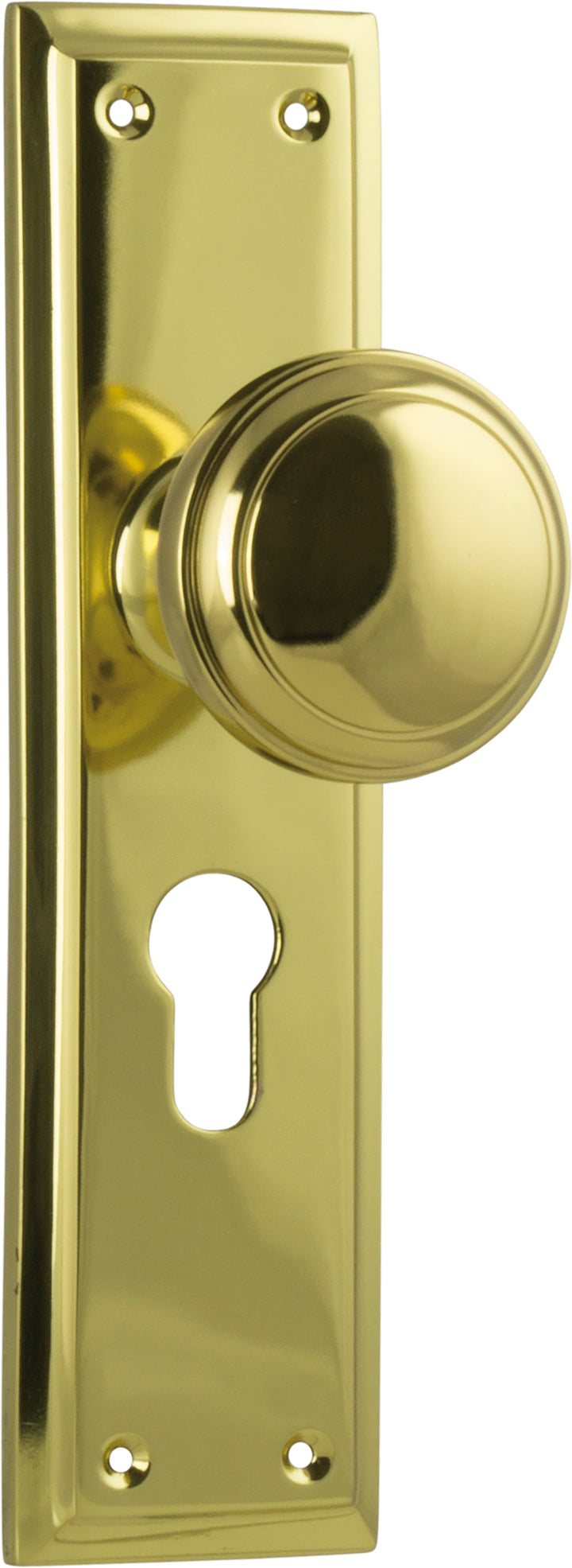 Door Knob Milton Euro Pair Unlacquered Polished Brass H200xW50xP73mm