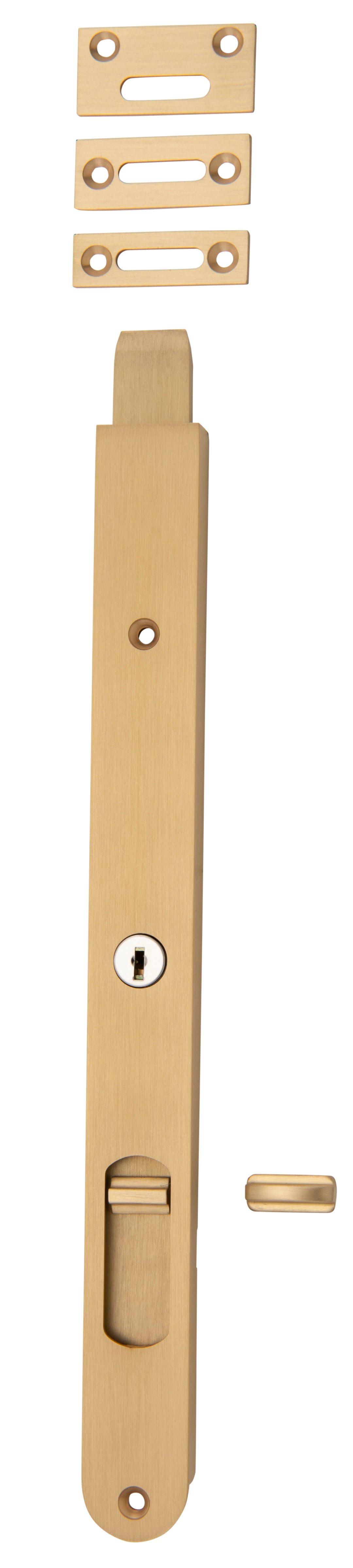 Locking Flush Bolt - 300mm Brushed Brass