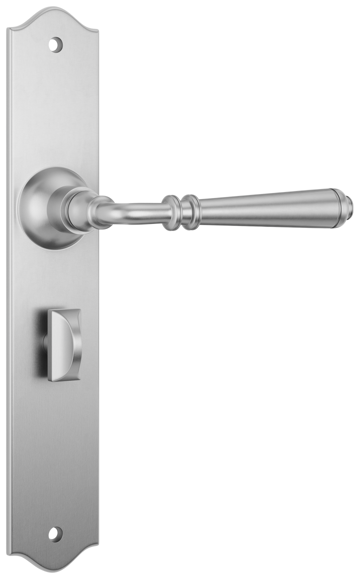 Door Lever Reims Privacy Pair Satin Chrome H240xW43xP70mm with privacy adaptor