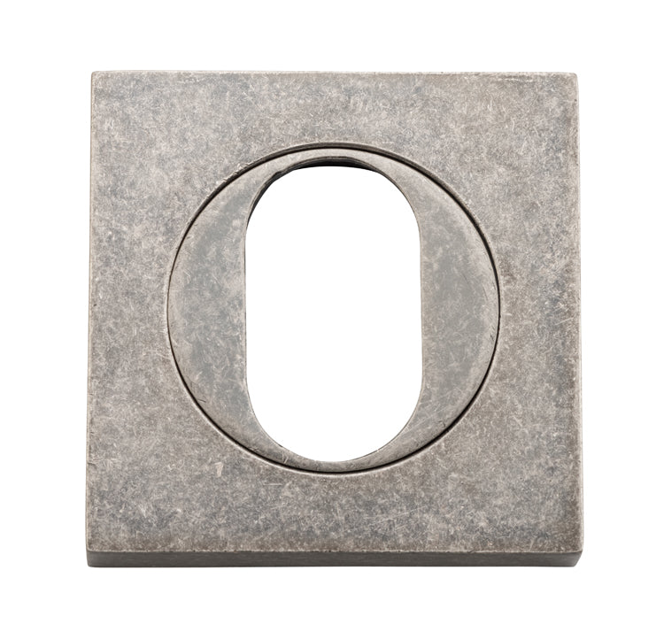 Oval Escutcheon -  Square Distressed Nickel