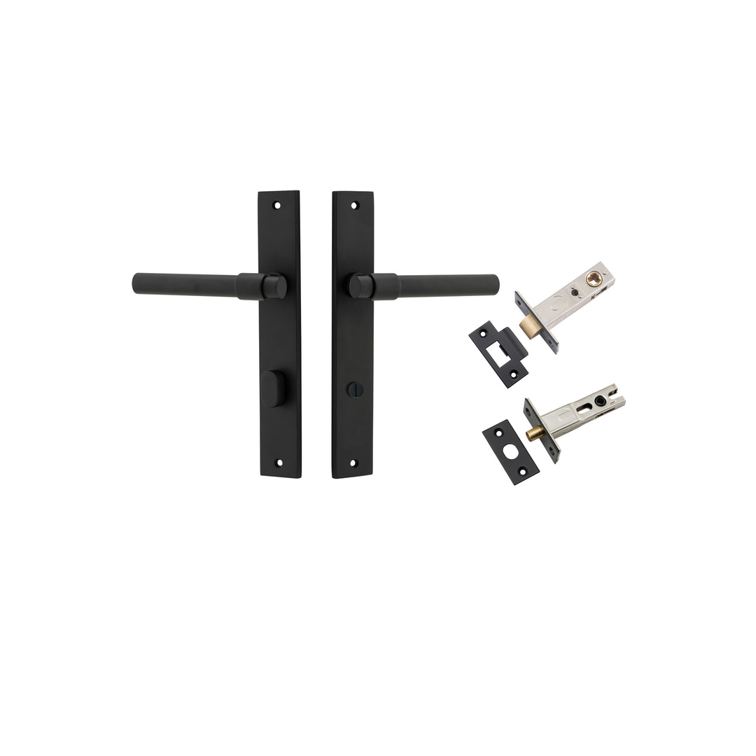 Helsinki Lever - Rectangular Backplate Privacy Kit with Privacy Turn Matt Black