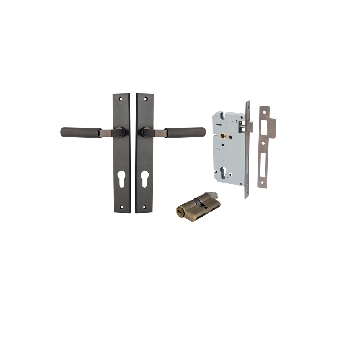 Brunswick Lever - Rectangular Backplate Entrance Kit with High Security Lock Signature Brass