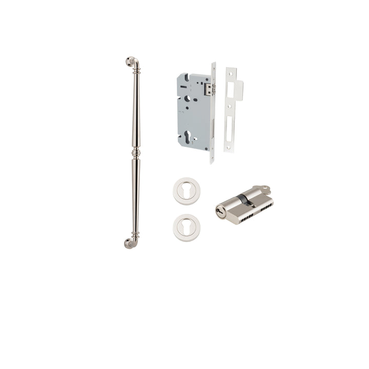 Sarlat Pull Handle - 600mm Entrance Kit with Separate High Security Lock Polished Nickel