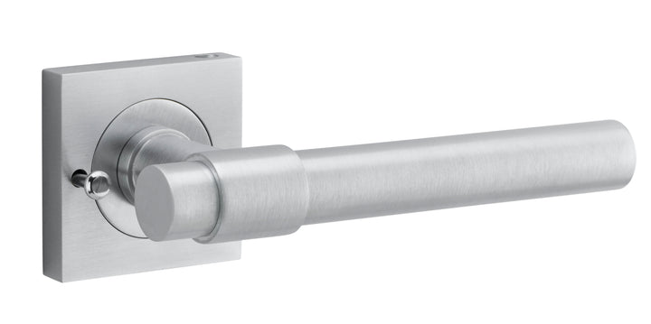 Helsinki Lever - Square Rose (Inbuilt Privacy) Brushed Chrome