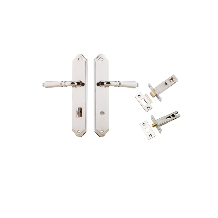 Sarlat Lever - Shouldered Backplate Privacy Kit with Privacy Turn Polished Nickel