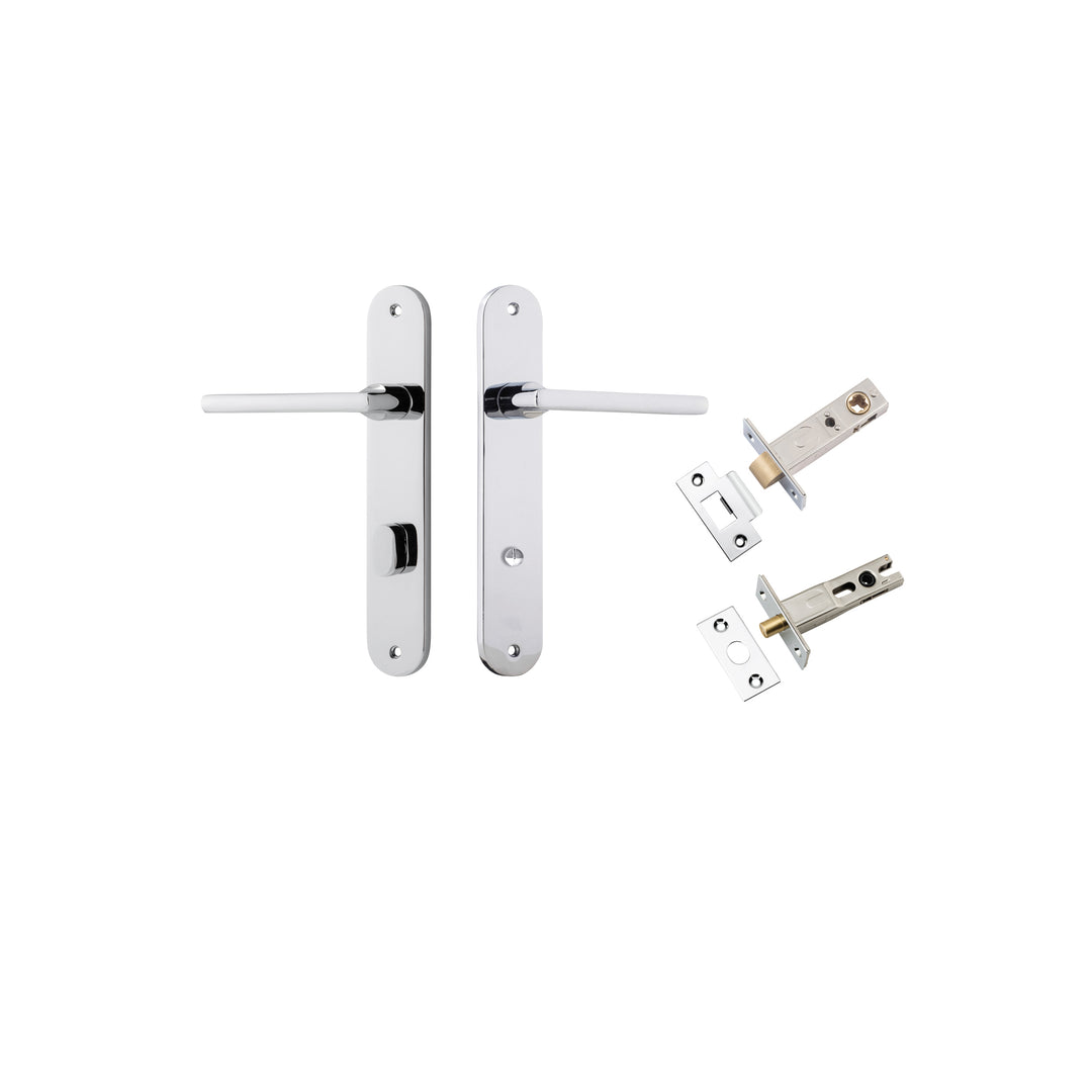Baltimore Lever - Oval Backplate Privacy Kit with Privacy Turn Polished Chrome
