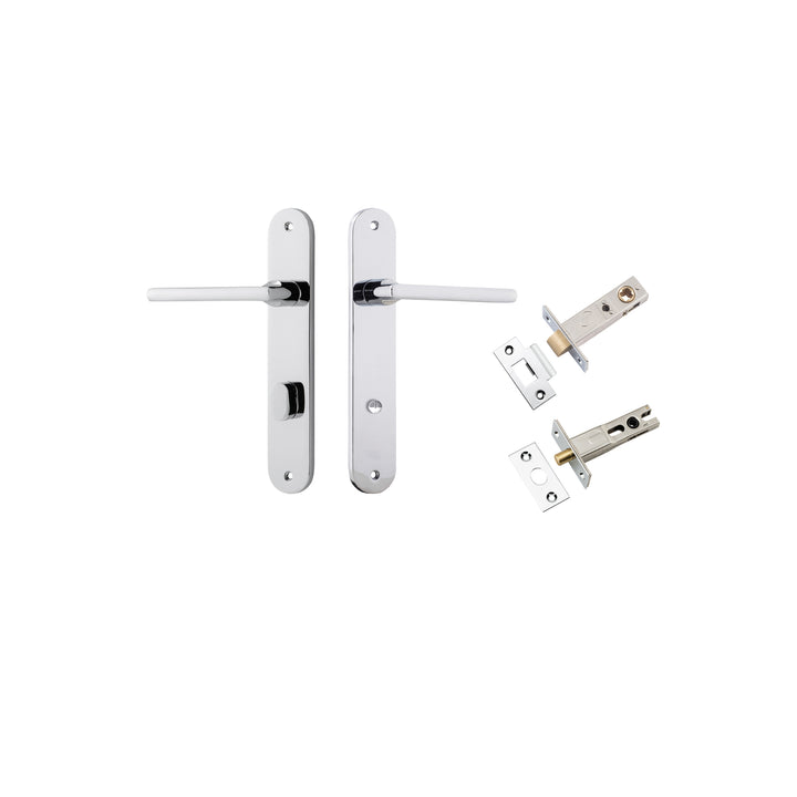 Baltimore Lever - Oval Backplate Privacy Kit with Privacy Turn Polished Chrome