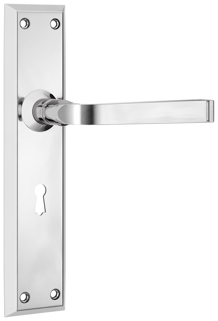Door Lever Menton Lock Pair Chrome Plated H225xW50xP75mm