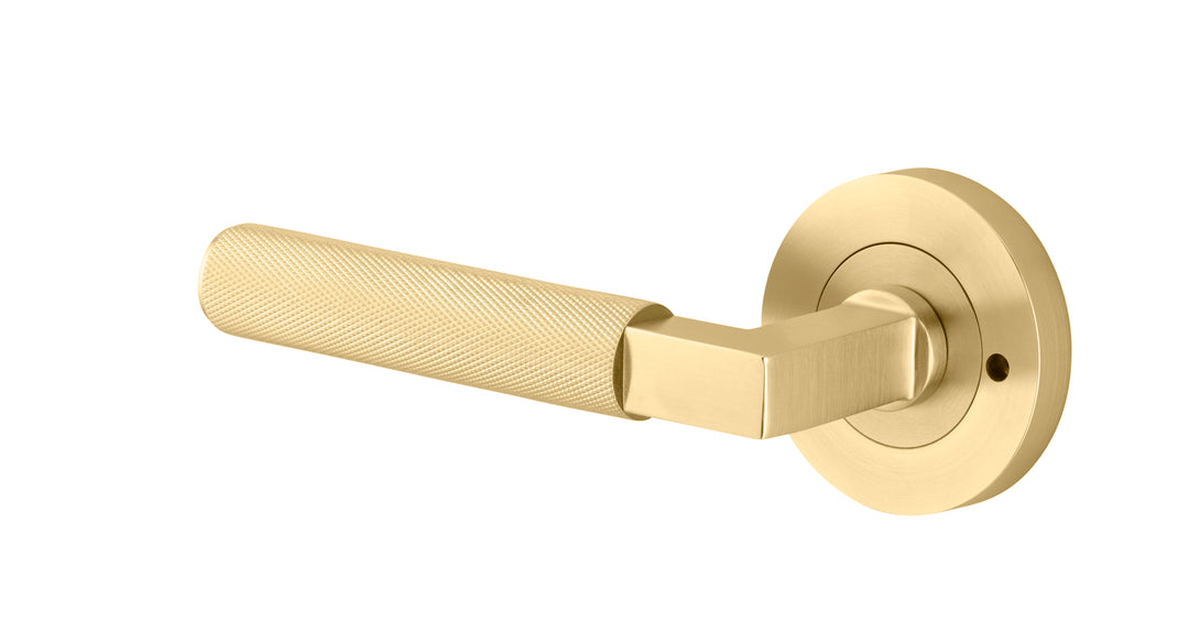 Brunswick Lever - Round Rose Privacy Kit (Inbuilt Privacy) Brushed Gold PVD