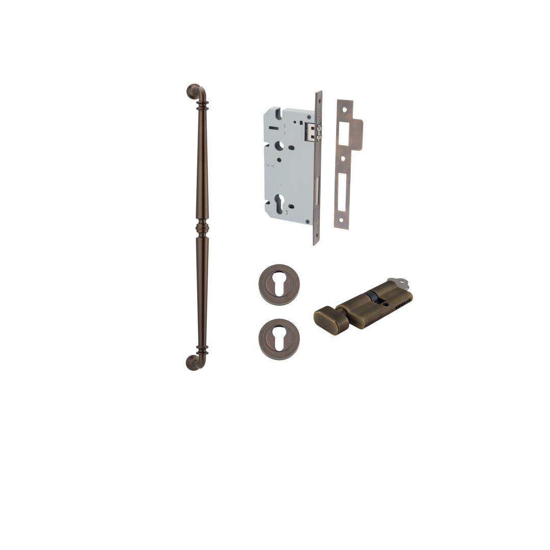 Sarlat Pull Handle - 600mm Entrance Kit with Separate High Security Lock Signature Brass