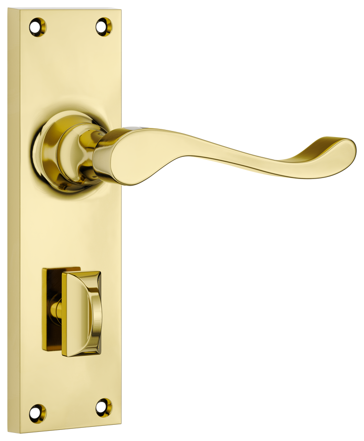 Door Lever Victorian Privacy Pair Polished Brass H152xW42xP59mm