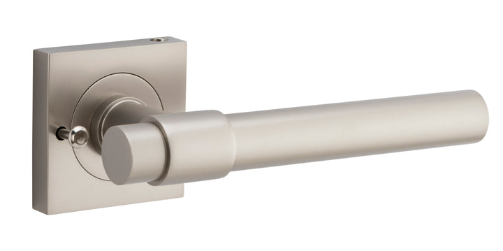Helsinki Lever - Square Rose (Inbuilt Privacy) Satin Nickel
