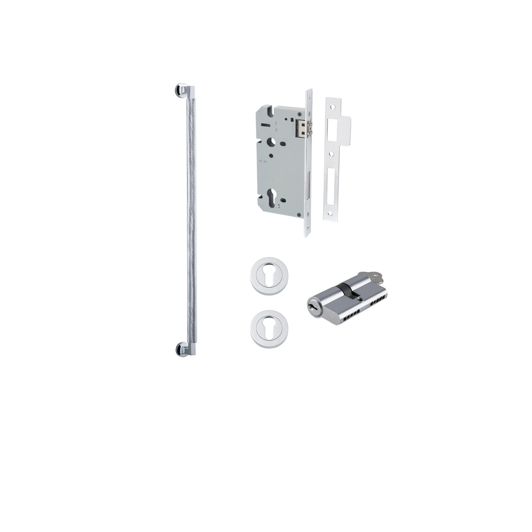 Brunswick Pull Handle - 600mm Entrance Kit with Separate High Security Lock Polished Chrome