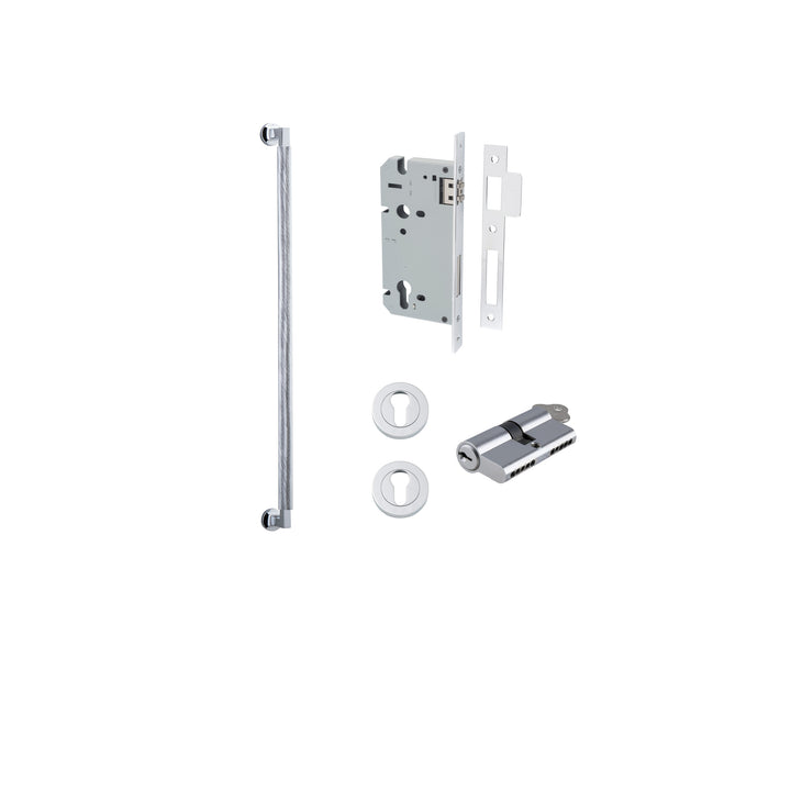 Brunswick Pull Handle - 600mm Entrance Kit with Separate High Security Lock Polished Chrome