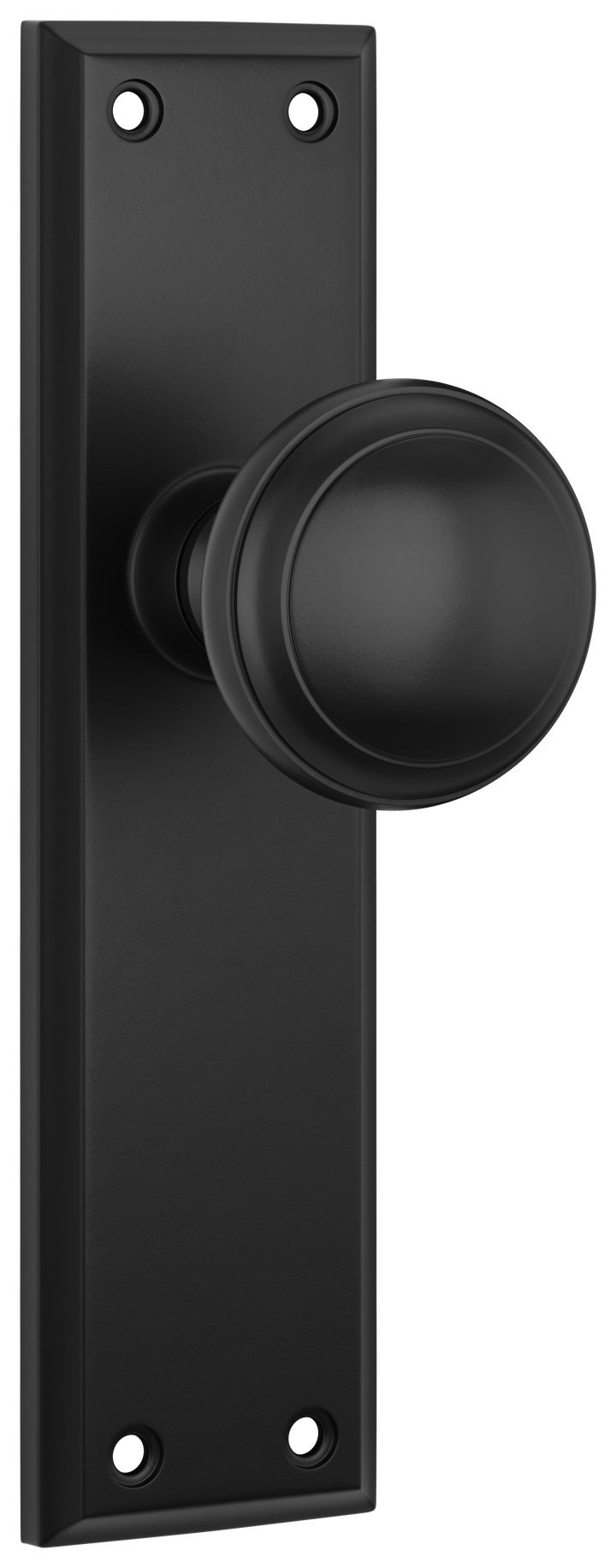 Door Knob Milton Latch Pair Matt Black H200xW50xP73mm