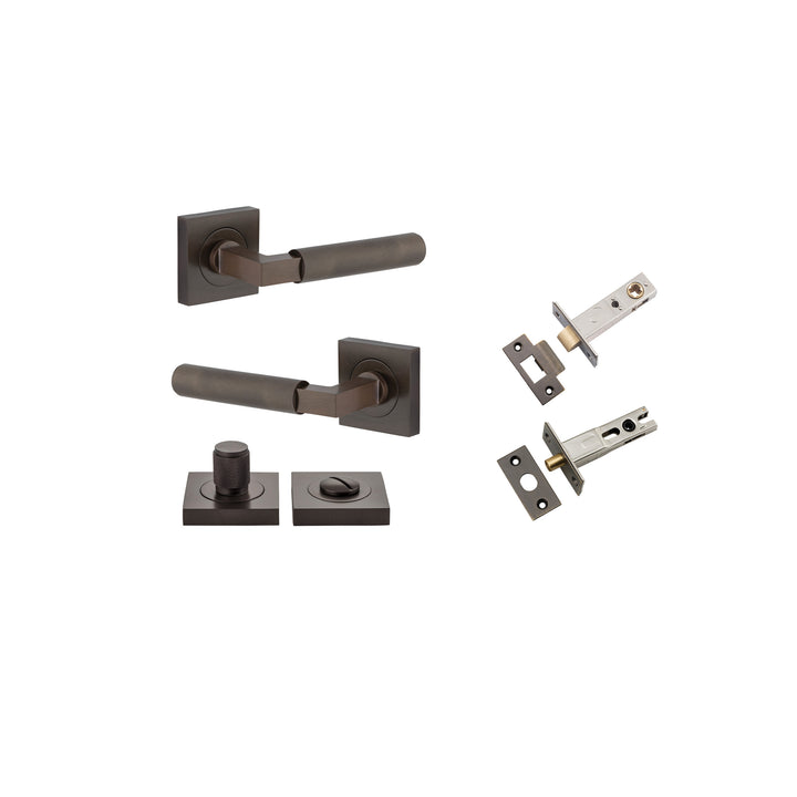 Brunswick Lever - Square Rose Privacy Kit Signature Brass