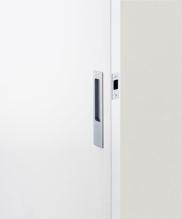 Rectangular Sliding Door Pull Passage Kit Brushed Chrome