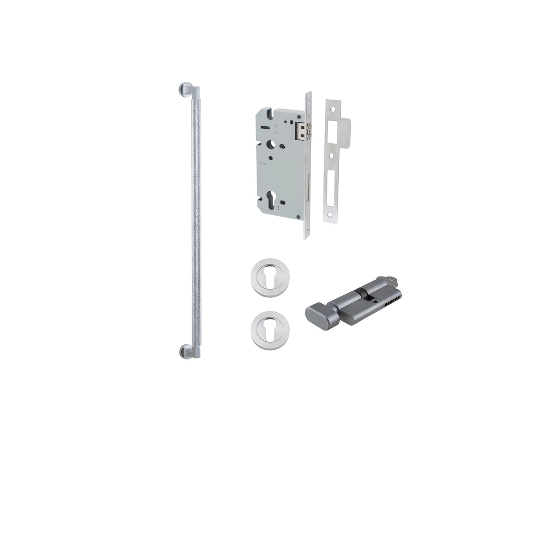 Brunswick Pull Handle - 600mm Entrance Kit with Separate High Security Lock Brushed Chrome