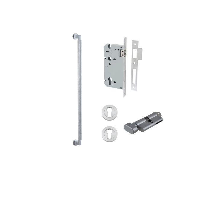 Brunswick Pull Handle - 600mm Entrance Kit with Separate High Security Lock Brushed Chrome