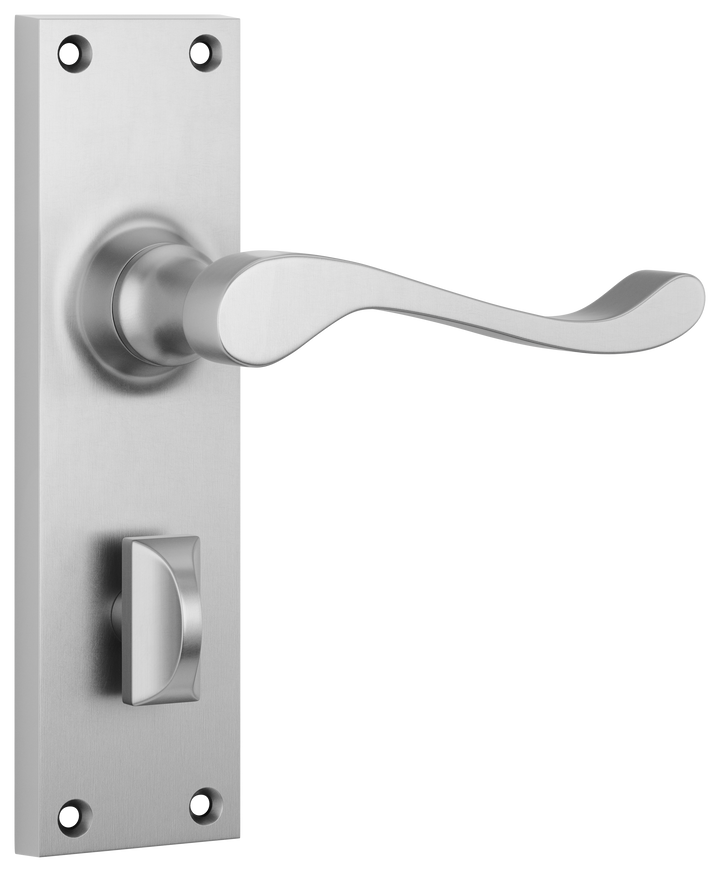 Door Lever Victorian Privacy Pair Satin Chrome H152xW42xP59mm