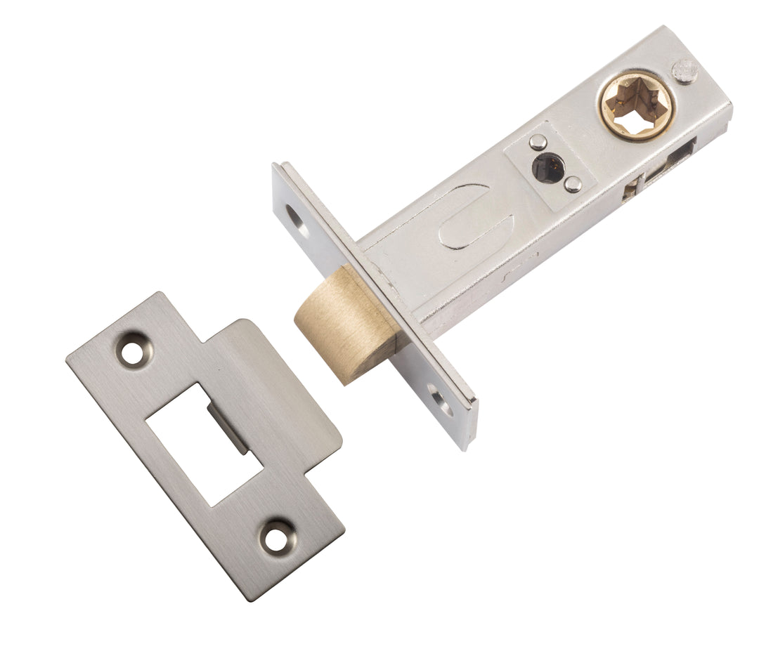 Hard Sprung Split Cam Tube Latch - 60mm Backset Satin Nickel