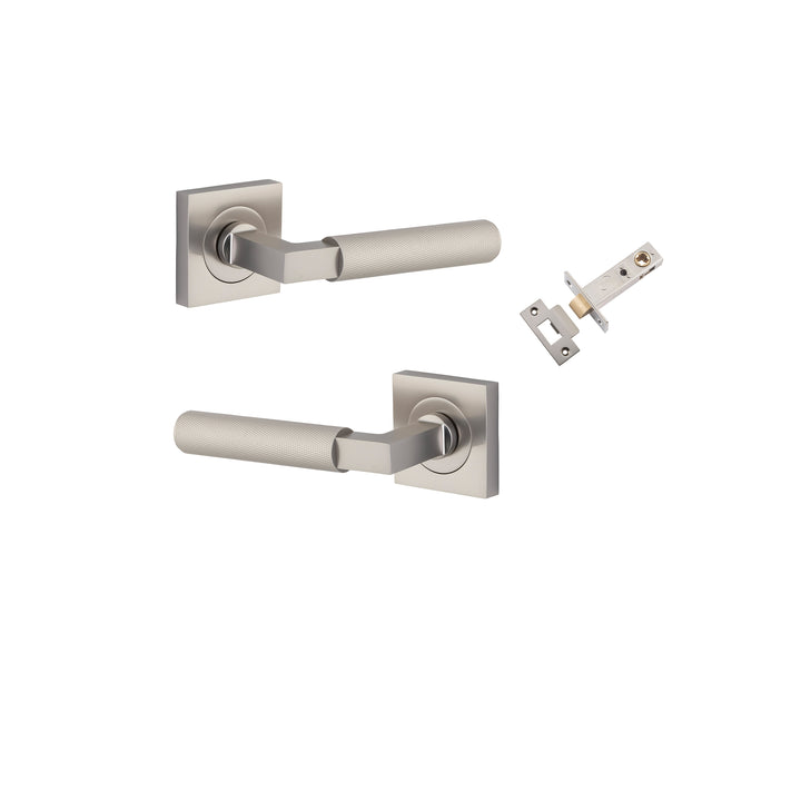 Brunswick Lever - Square Rose Passage Kit Satin Nickel