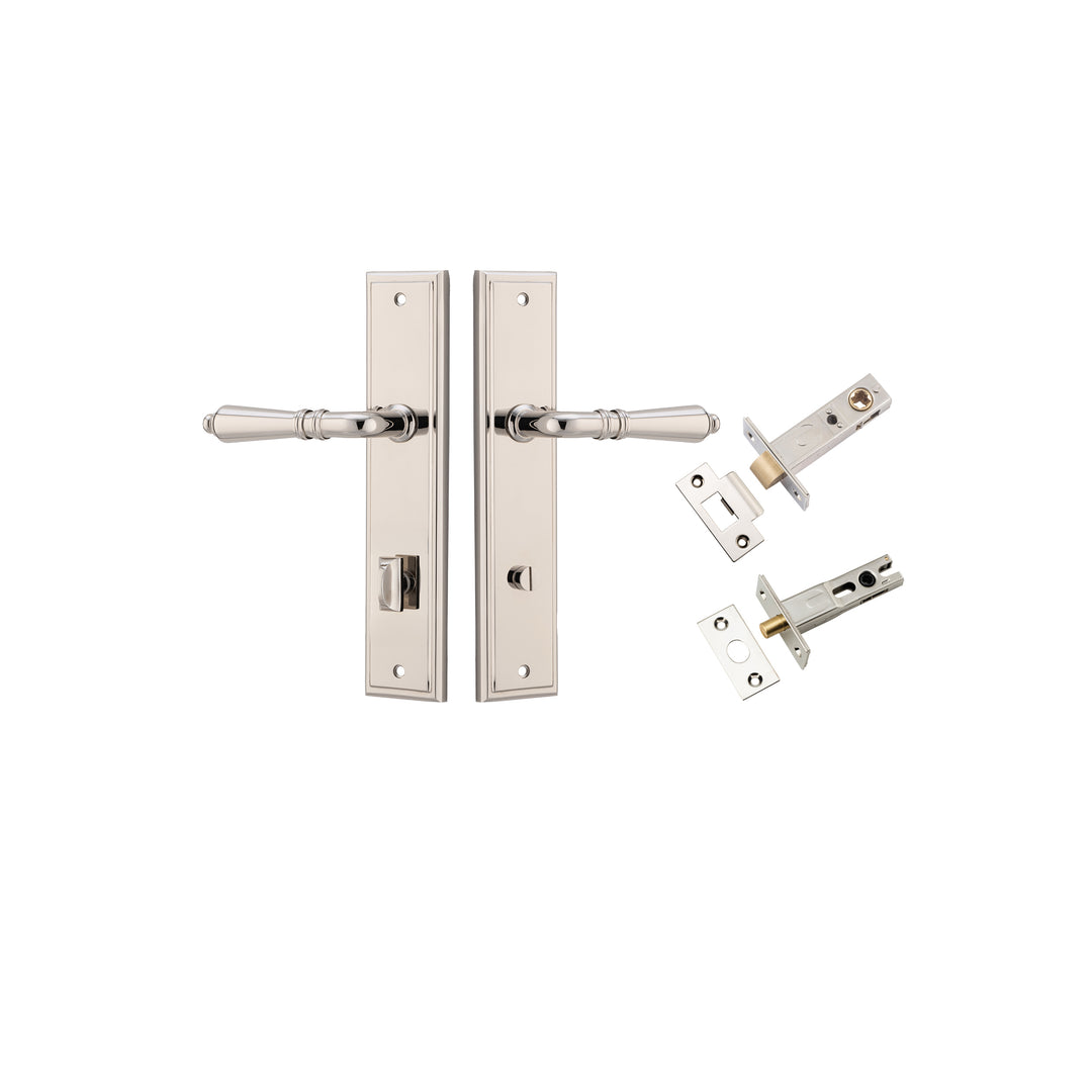 Sarlat Lever - Stepped Backplate Privacy Kit Polished Nickel