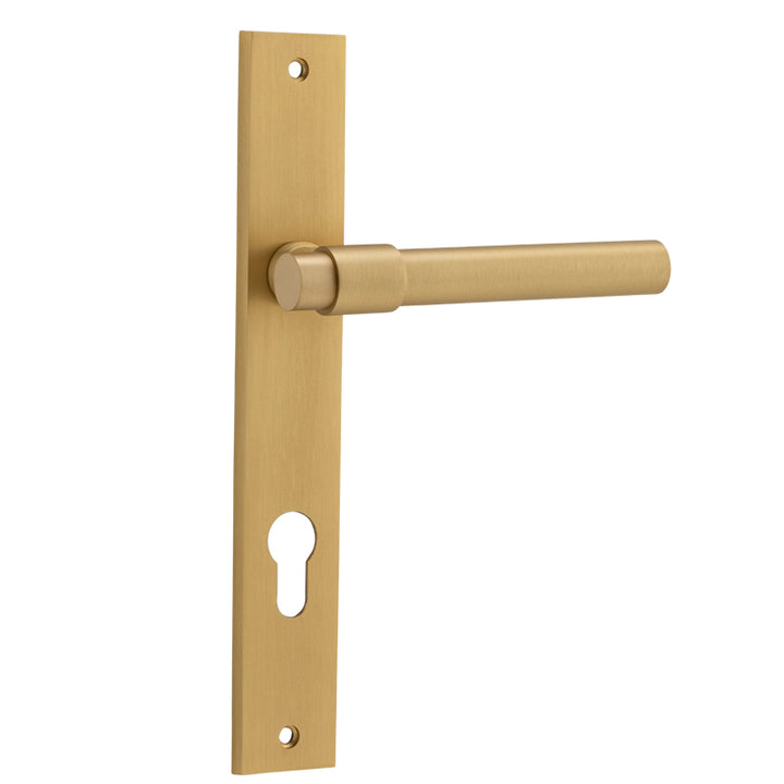 Helsinki Lever - Rectangular Backplate Brushed Brass