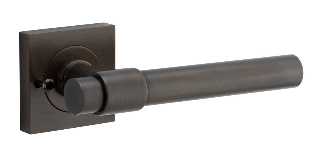 Helsinki Lever - Square Rose (Inbuilt Privacy) Signature Brass
