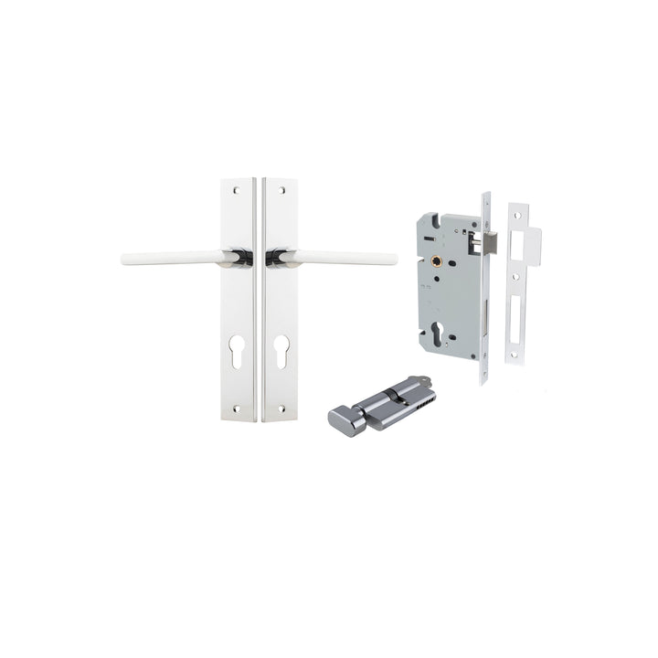 Baltimore Lever - Rectangular Backplate Entrance Kit with High Security Lock Polished Chrome